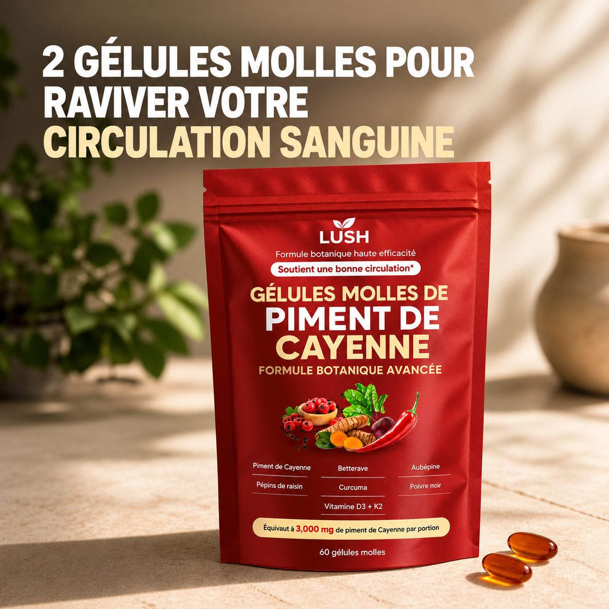 Lush™ Gélules molles de piment de Cayenne